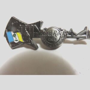 Hard Rock Cafe -  Penang  Silver Guitar  Pin with flag